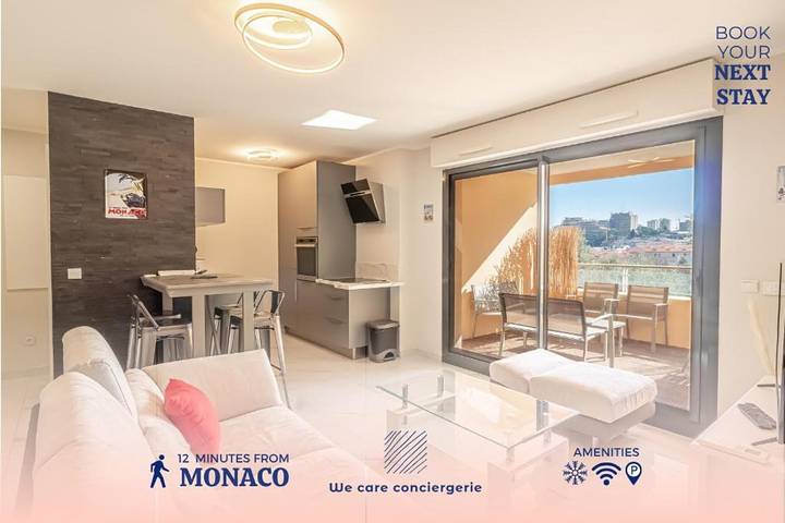 Apartamento para 2 personas, con balcón y piscina en Beausoleil