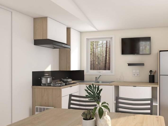 Camping La Grange Neuve - Mobilheim 2 personen - La Suite 2 Personen - Quartier Réserve -. in Sigean, Mittelmeerküste (Frankreich)