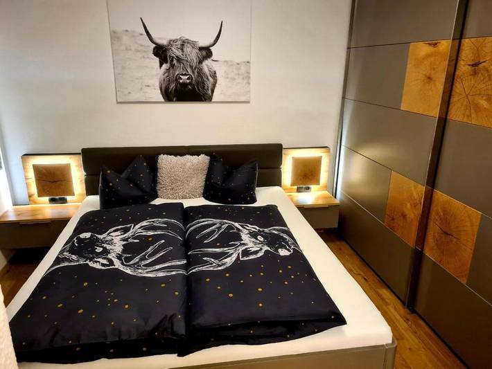 Ferienwohnung für 4 Personen, mit Terrasse und Garten sowie Ausblick