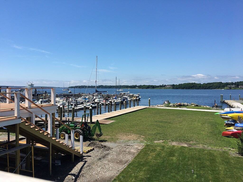 Historic Bristol Harbor Waterfront with Sunsets over Harbor in Bristol (RI), Bristol County