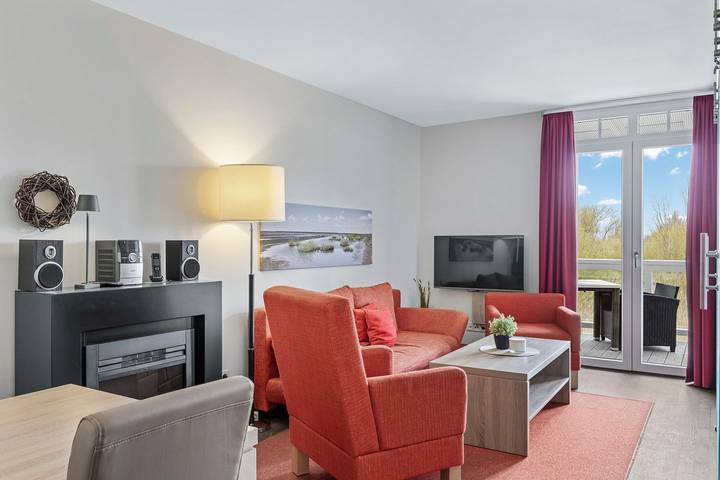 Ferienwohnung für 4 Personen, mit Balkon und Ausblick sowie Sauna in Wremen