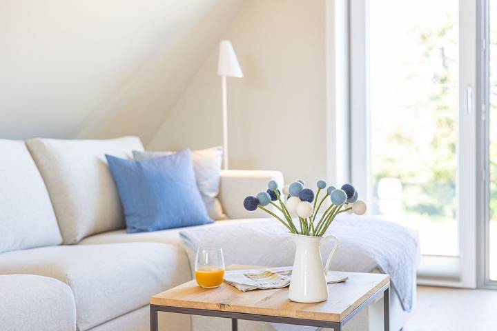 Ganze Wohnung, Ada 1: Stilvolle Wohnung mit Meerblick auf die Amrumer Odde in  „Adas Hüs“  in Norddorf in Norddorf, Amrum