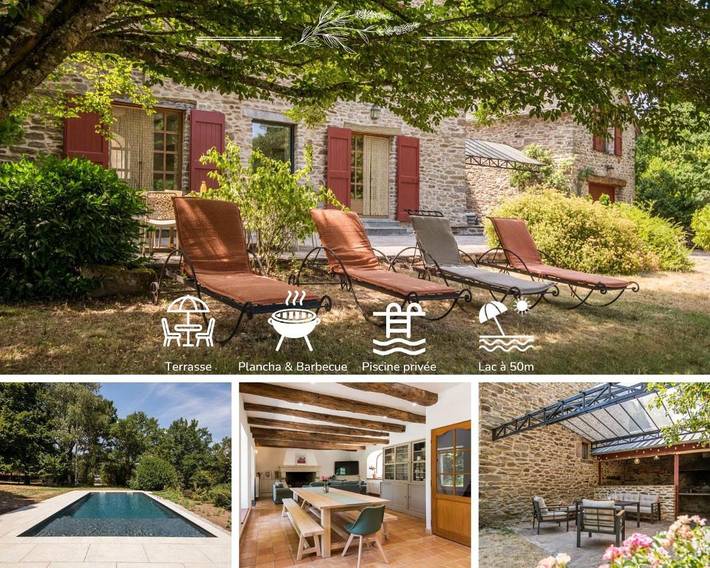 Location de vacances pour 14 personnes, avec Terrasse et Jardin ainsi que Piscine et Vue sur le lac à Prades-Salars