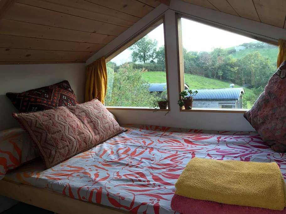 Secluded Shepherds Hut, with a view and hot tub in Ashburton, Dartmoor