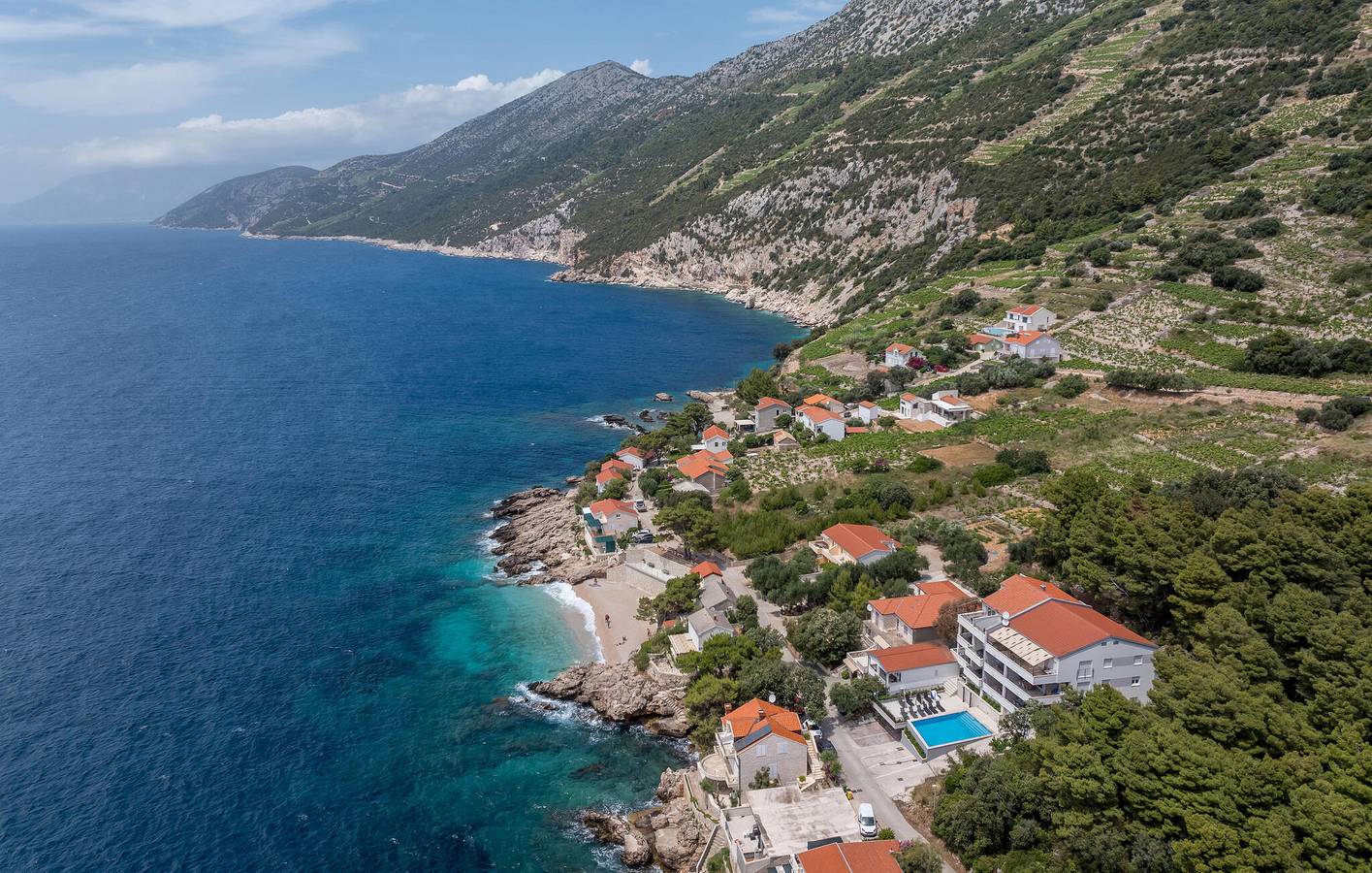 Ganze Ferienwohnung, Apartment mit Meerblick, Pool, Küche und WLAN – 100 m vom Strand entfernt in Potomje, Dubrovnik-Neretva