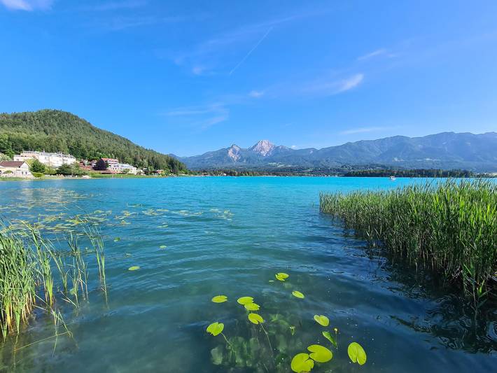Ferienwohnung für 2 Personen, mit Terrasse und Garten sowie Pool und Seeblick am Faaker See