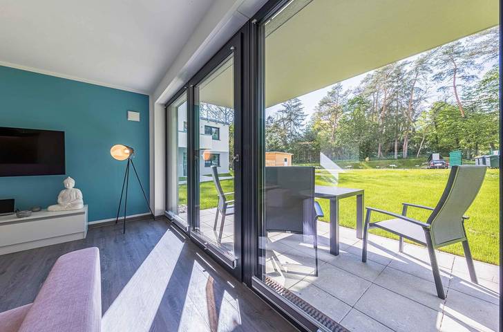 Appartement entier, Ferienwohnung "Maulwurfsgarten" mit Terasse am Krakower See in Am Wadehäng, Krakow am See