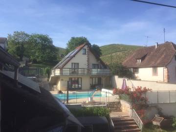 Gîte pour 2 personnes, avec jacuzzi et terrasse ainsi que piscine et jardin dans le Haut-Rhin