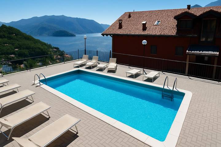 Gîte pour 4 personnes, avec piscine ainsi que terrasse et vue sur le lac dans Perledo - 3