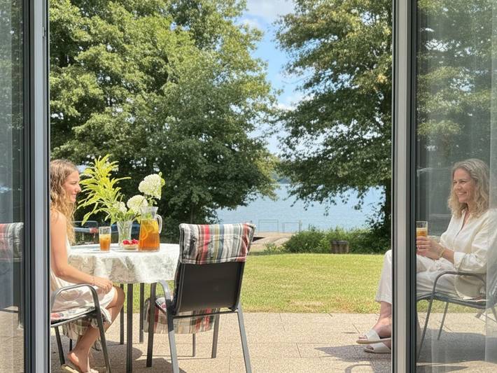 Ferienpark für 3 Personen, mit Garten und Terrasse sowie Seeblick in Mecklenburgische Seenplatte