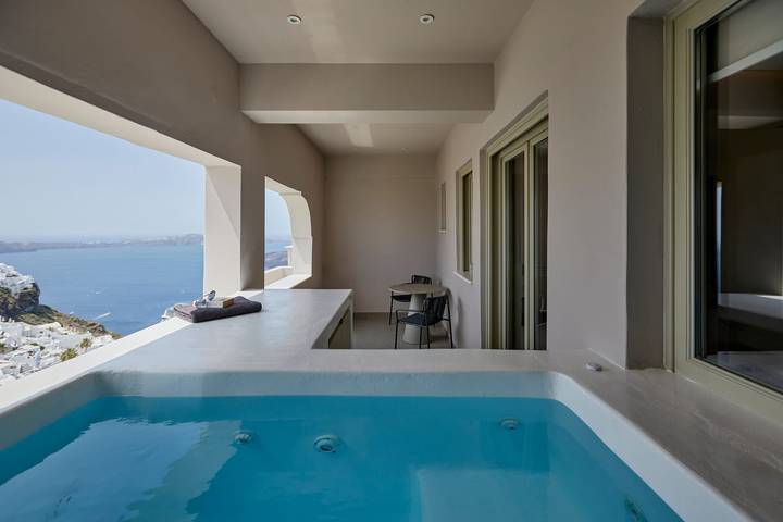 Villa pour 2 personnes, avec terrasse et vue sur l’océan dans Firostefani