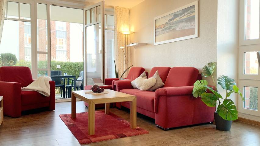 Ferienwohnung für 4 Personen, mit Whirlpool und Terrasse sowie Sauna und Ausblick in Dorum-Neufeld