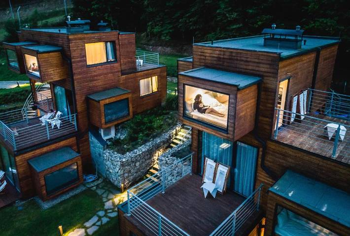 Ośrodek wypoczynkowy dla 4 osób, z ogród i basen oraz sauna i widok, zwierzęta dozwolone w Beskidy