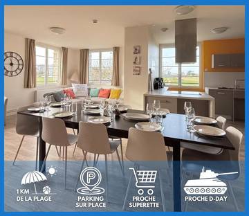 Gîte pour 10 personnes, avec vue et jardin à Vierville-sur-Mer