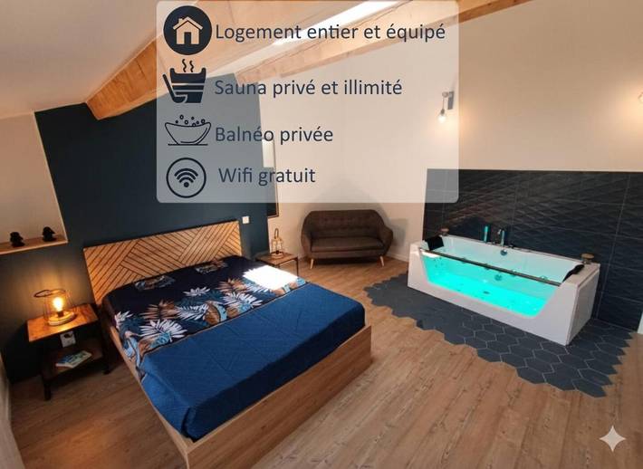 Location de vacances pour 4 personnes, avec sauna et jacuzzi à Aboën