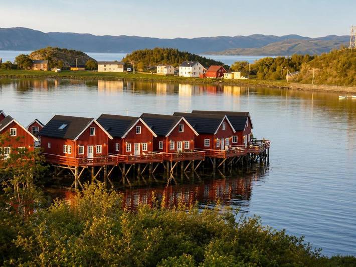 Ferienhaus für 5 Personen, mit Balkon und Terrasse sowie Garten und Ausblick in Ørland