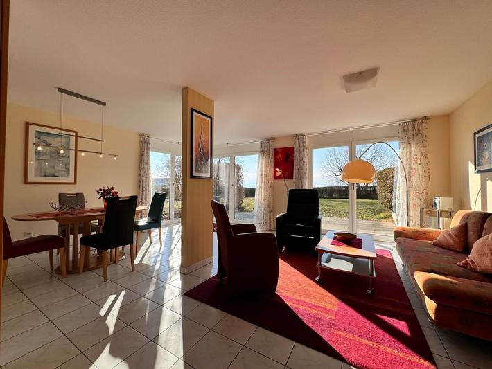 Ferienwohnung für 3 Personen, mit Terrasse und Garten sowie Ausblick