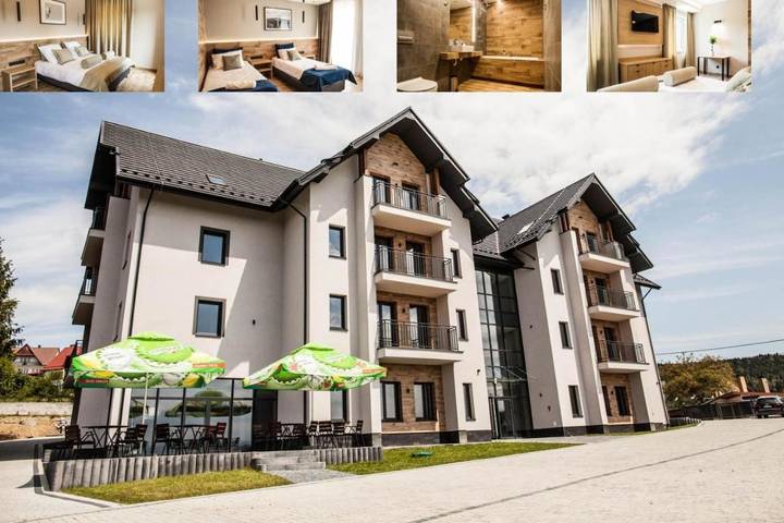 Hôtel pour 3 personnes, avec jardin ainsi que vue et terrasse à Pcim