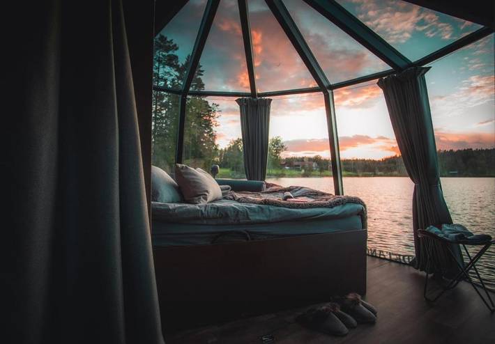 Ferienhaus für 2 Personen, mit Terrasse und Garten sowie Sauna und Seeblick