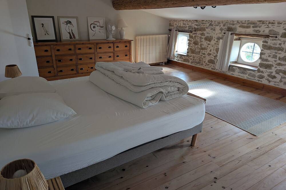 Lauragais farmhouse in the countryside, view of the Pyrenees in Souilhanels, Carcassonne region