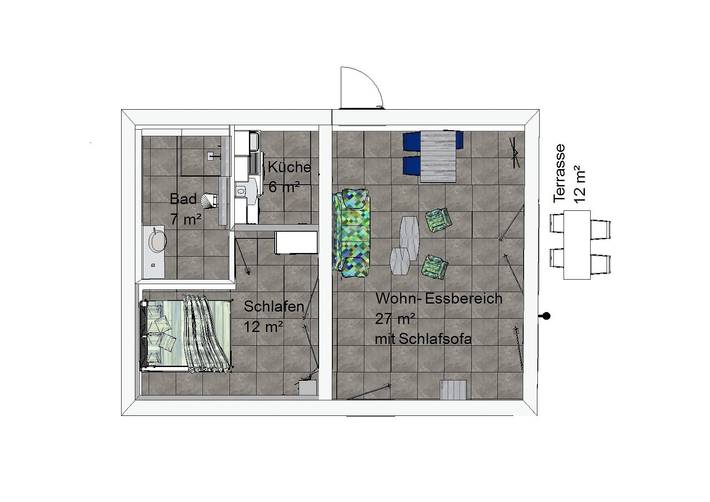 Ferienwohnung für 3 Personen, mit Terrasse und Garten sowie Ausblick in Schweppenhausen - 3