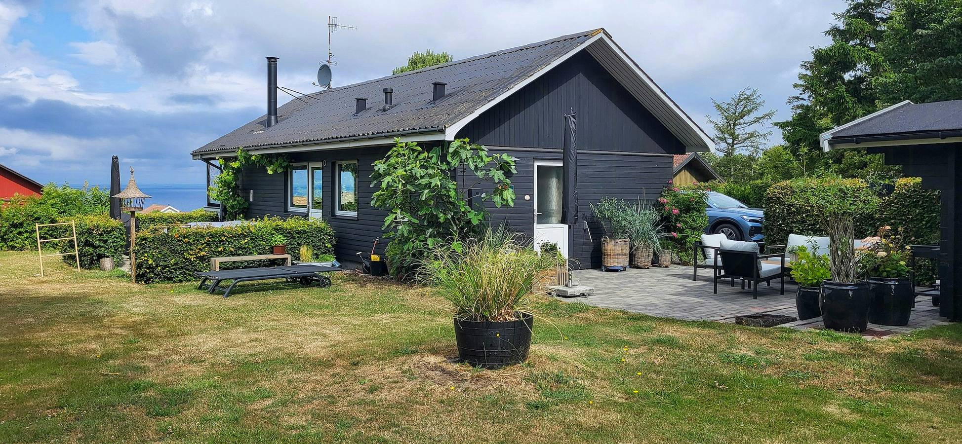 Meerblick und Gemeinschaftspool auf Nordbornholm in Hasle, Bornholm
