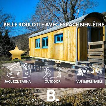 Cottage pour 4 personnes, avec vue et sauna ainsi que terrasse et jardin, animaux acceptés à Bayons