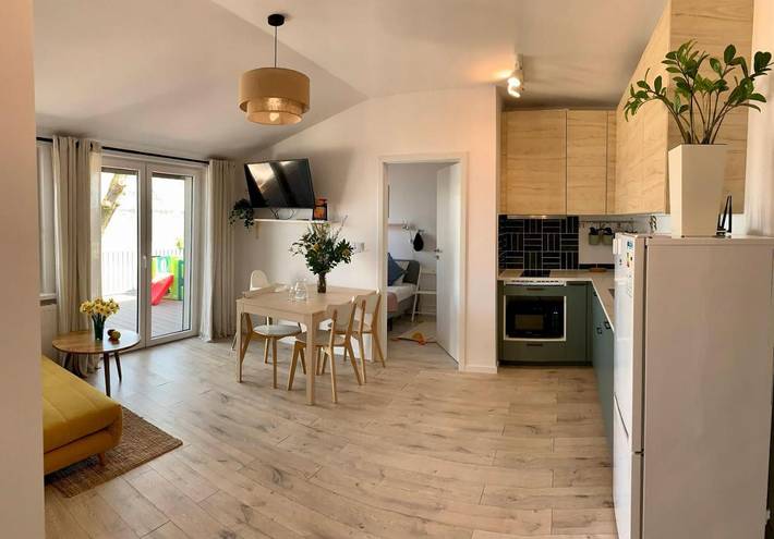 Ferienwohnung für 6 Personen, mit Terrasse und Seeblick sowie Ausblick in Polen