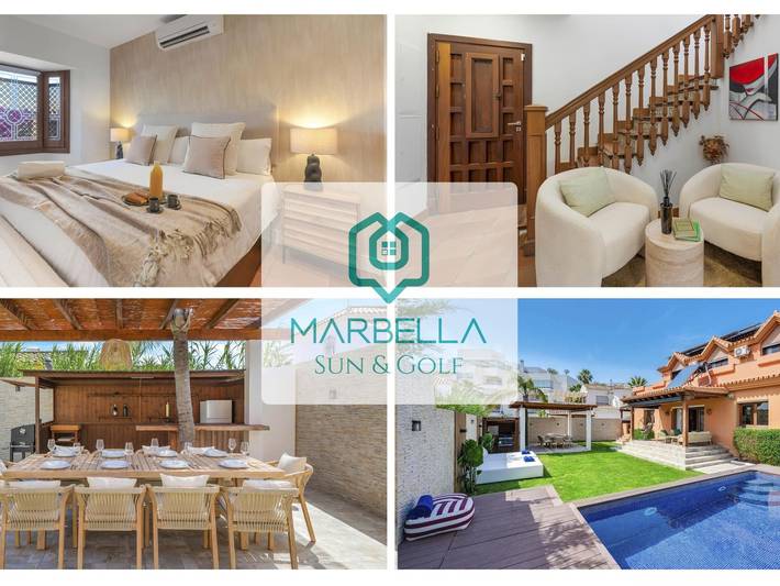 Cheap villa for 8 people, with garden and balcony in Marbella