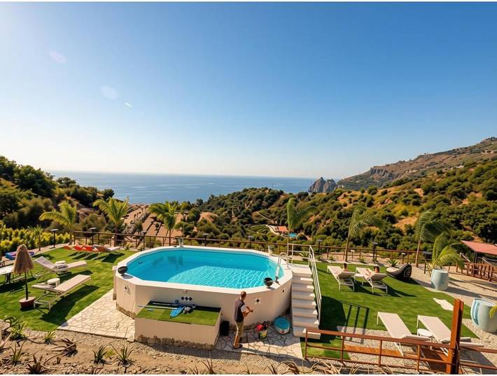 Casa vacanza per 4 persone, con Balcone e Terrazza nonché Piscina e Panorama a Sant'Alessio Siculo