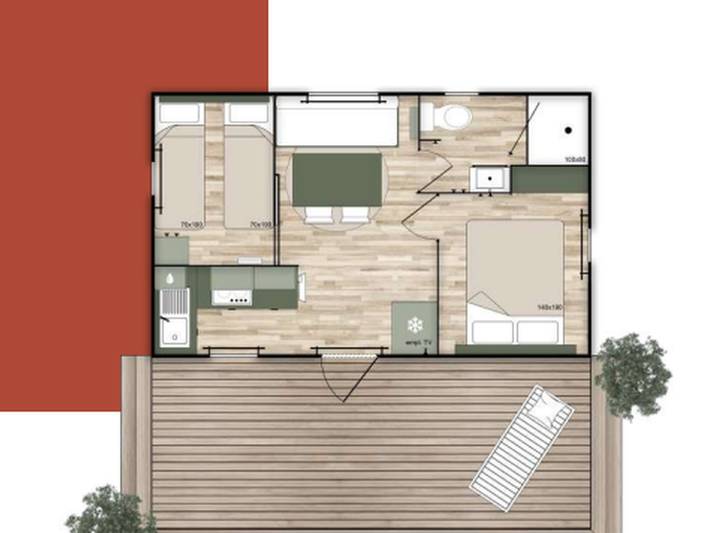 Camping pour 4 personnes, avec piscine, animaux acceptés