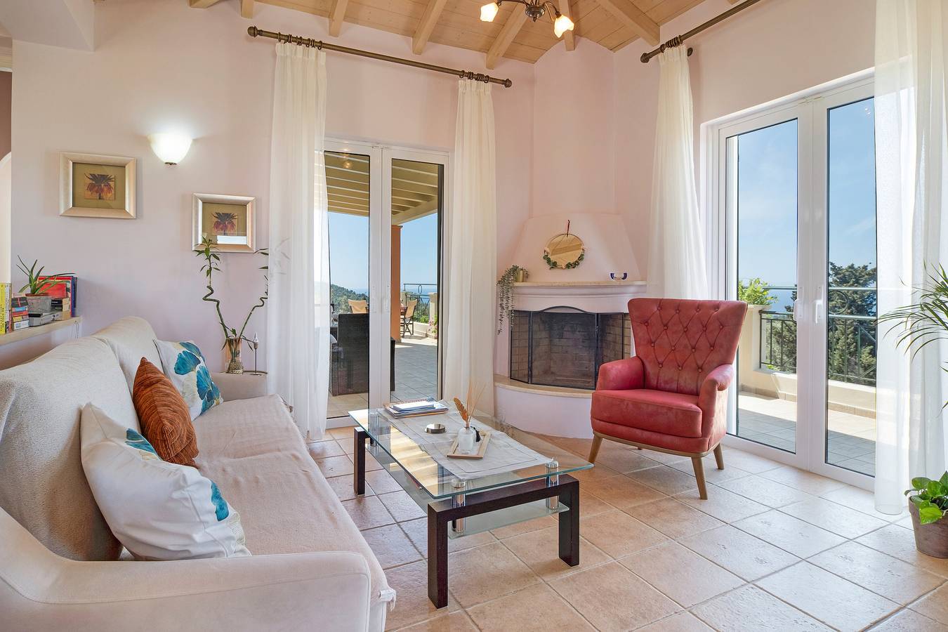 Villa 'Belvedere Rosa' with Sea View, Pool, Terrace & Wi-Fi in Greece