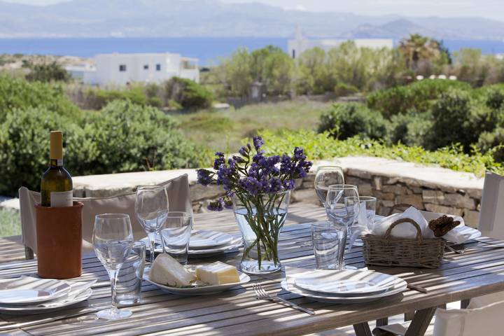 Villa pour 4 personnes, avec jardin ainsi que vue sur l’océan et terrasse dans Paros