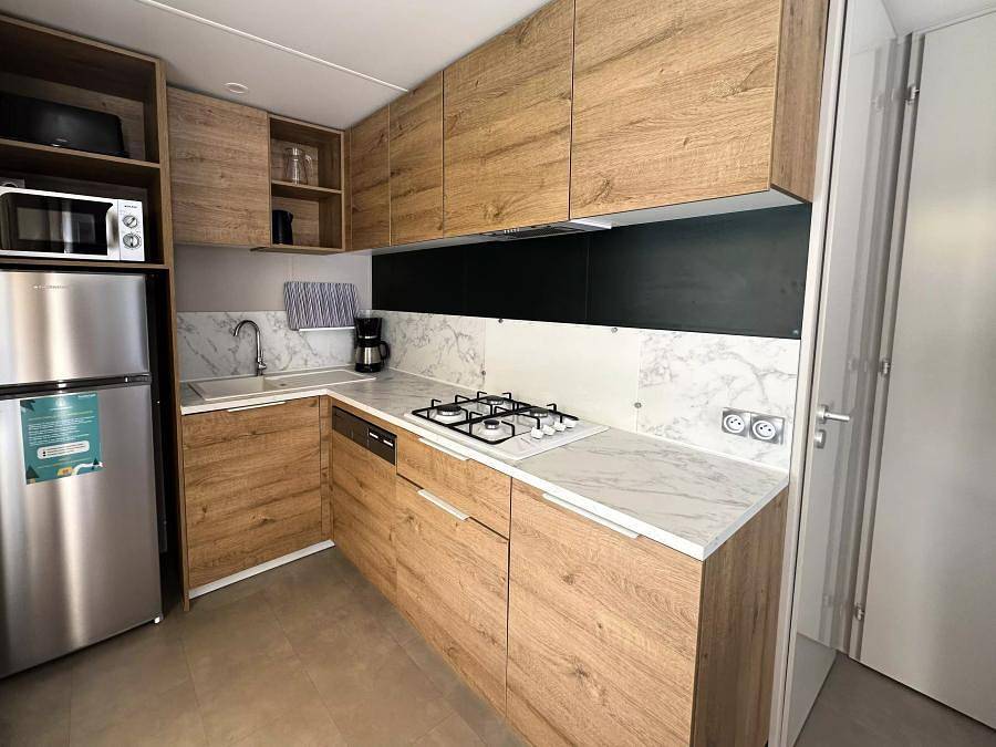 Camping Le Braou - Mobilhome 6 personas - Privilège 3 Habitaciones 4/6 Personas Aire acondicionado + Tv in Audenge, Region de Arcachon