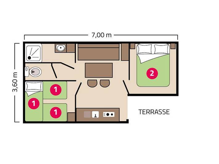 Camping Les Peupliers - Mobilheim 5 personen - Loggia (4 Erwachsene + 1 Kind) in La Flotte, Ile de Re