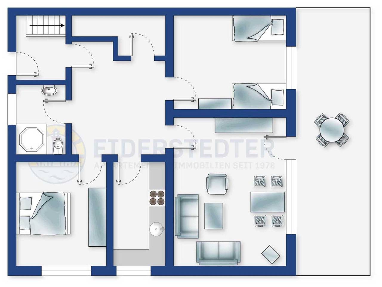 Ganze Ferienwohnung, Wohnung Eg 1 (Id 250) - Wohnung Muschel (Id 250) in St. Peter-Bad, St. Peter-Ording