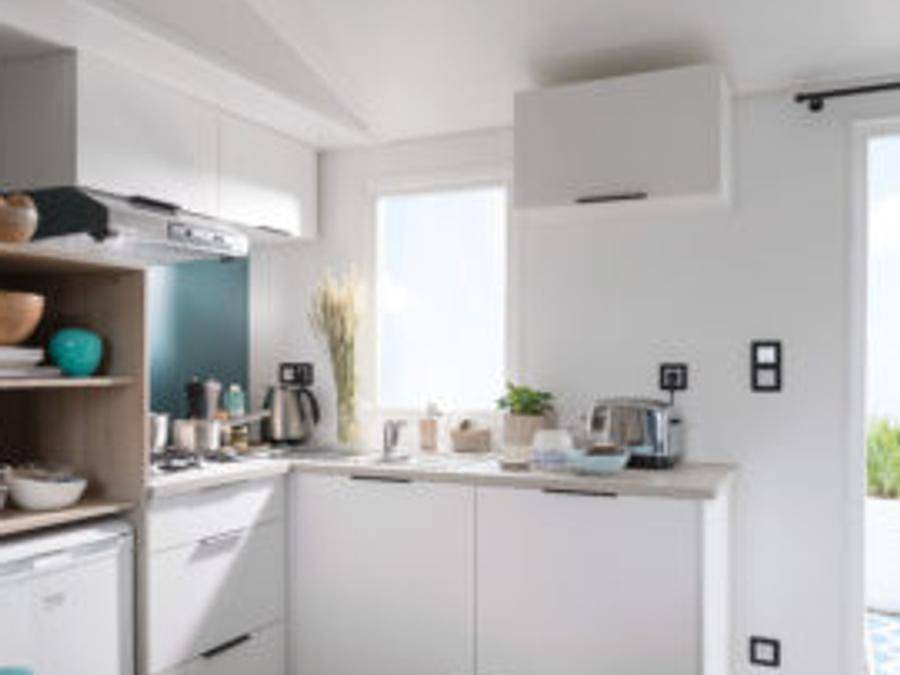 Camping La Foret Stella Plage - Mobilhome 4 personas - Cottage Opale Vacances - 2 habitaciones - 27m2 - Terraza de madera in Cucq, Montreuil und Umgebung
