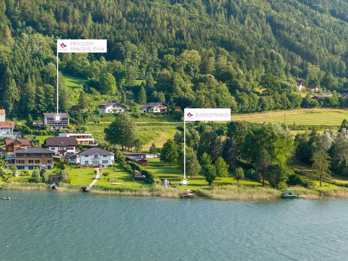 BnB für 2 Personen, mit Ausblick und Garten sowie Seeblick am Ossiacher See