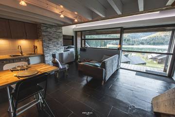 Gîte pour 5 personnes, avec vue sur le lac ainsi que terrasse et jardin dans Payolle