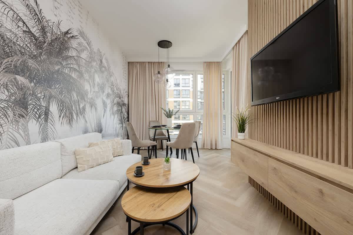Cały apartament wypoczynkowy, Stylish Studio in Mokotow | Parking, Balcony, Gym in Mokotów, Warszawa