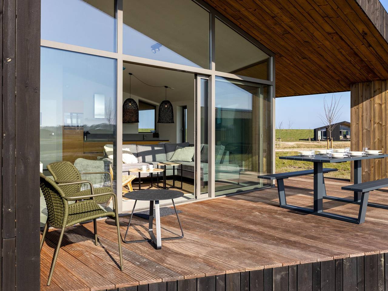 Naturhaus mit Panoramablick auf den Polder in Wissenkerke, Zeeuwse Kust