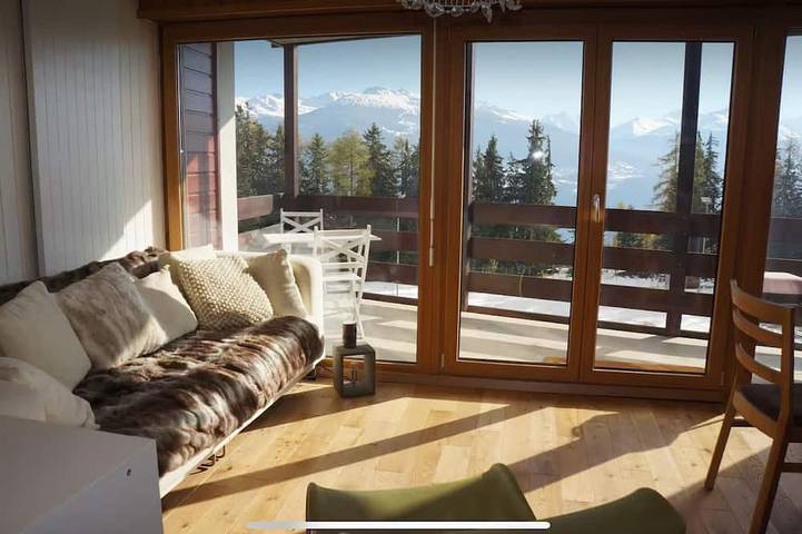 Ganze Wohnung, Beautiful apt. in Anzère in the Swiss alps. Amazing views across the mountains in Anzère, Ayent
