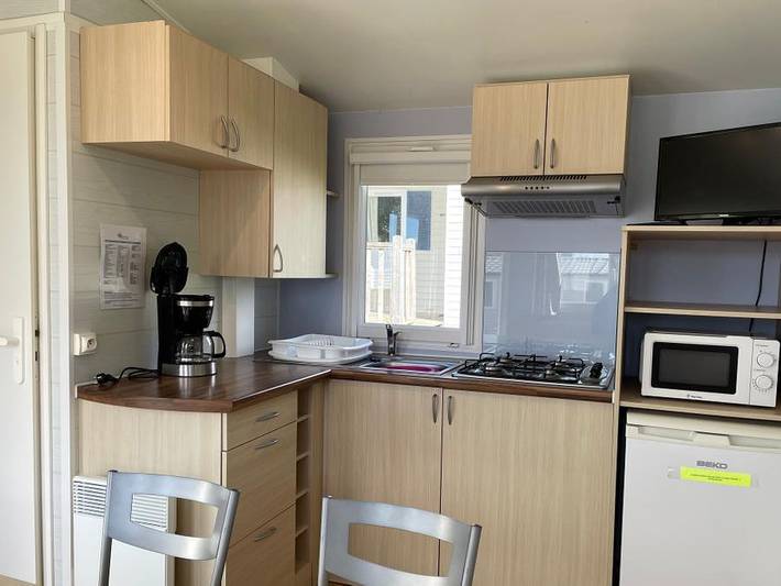 Camping du Val - Mobilheim 4 personen - Pazifik Gedeckte Terrasse in Erquy, Côte d’Émeraude