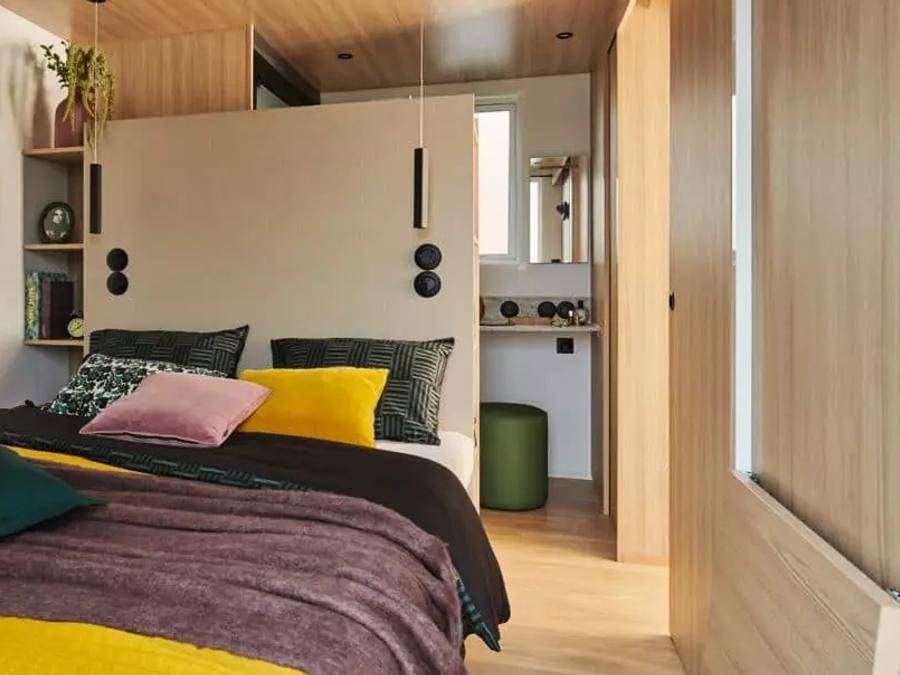 Camping Domaine Les Oréades - Mobilheim 6 personen - Cottage Taos Premium 4 Zimmer 6 Personen Klimatisiert + Tv + Jacuzzi in Sanguinet, Côte d’Argent