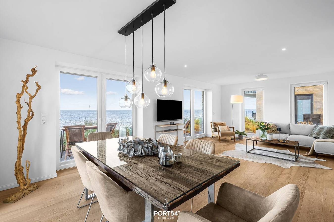 Ganze Wohnung, Nordglanz - 1. Reihe am Wasser, Meerblick, Terrasse, finn. Sauna, E-Ladesäule in Olpenitz, Kappeln