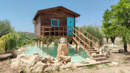 Maison de campagne pour 2 personnes, avec piscine ainsi que vue et jardin, animaux acceptés à Avola