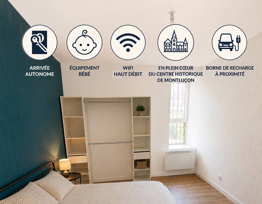 Appartement entier, T3 au cœur du centre historique de Montluçon – Gare à 15 min à pied in Montluçon, Région de Montluçon