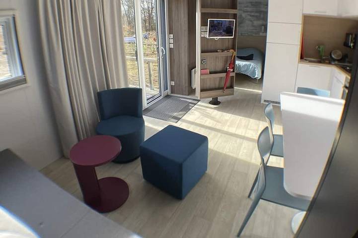 Mobil home pour 6 personnes, avec terrasse ainsi que jardin et piscine à Luglon - 2