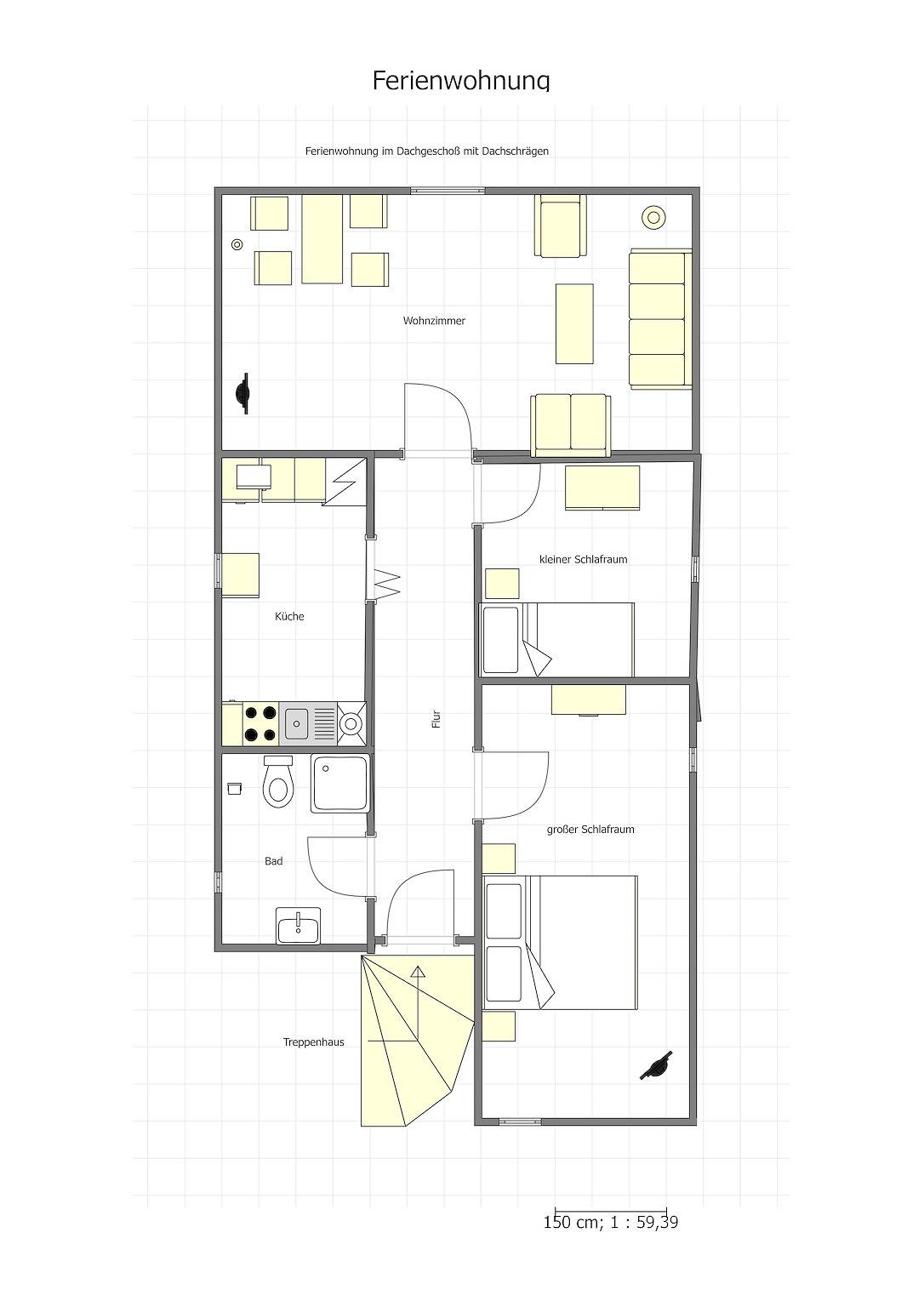 Geheel vakantieappartement, Appartement, douche, Wc, 2 slaapkamers in Bissendorf, Osnabrück en omgeving