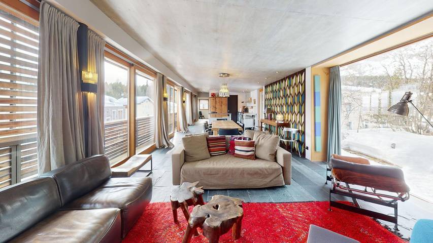 Ferienwohnung für 4 Personen, mit Balkon und Terrasse sowie Ausblick in Maloja